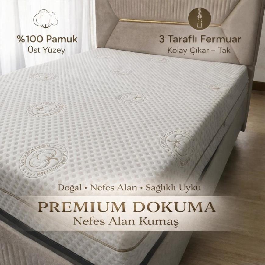 Natural 3 Tarafı Fermuarlı Yatak Kılıfı